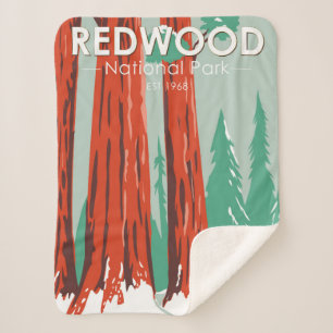 Redwood National Park In Winter California Vintage Sherpa Blanket