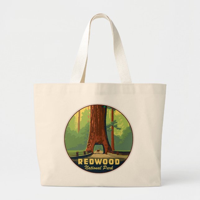 Redwood  National Park Large Tote Bag (Front)