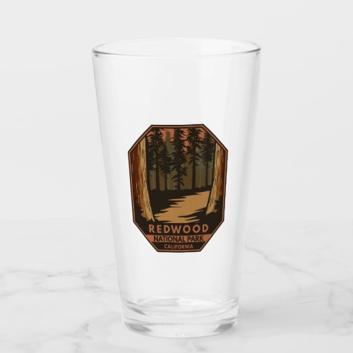 Redwood National Park Minimal Retro Emblem Glass