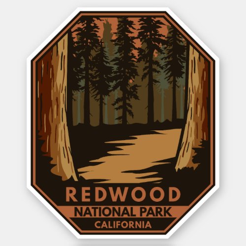 Redwood National Park Minimal Retro Emblem Sticker