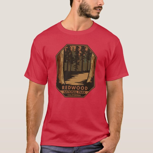 Redwood National Park Minimal Retro Emblem T-Shirt (Front)