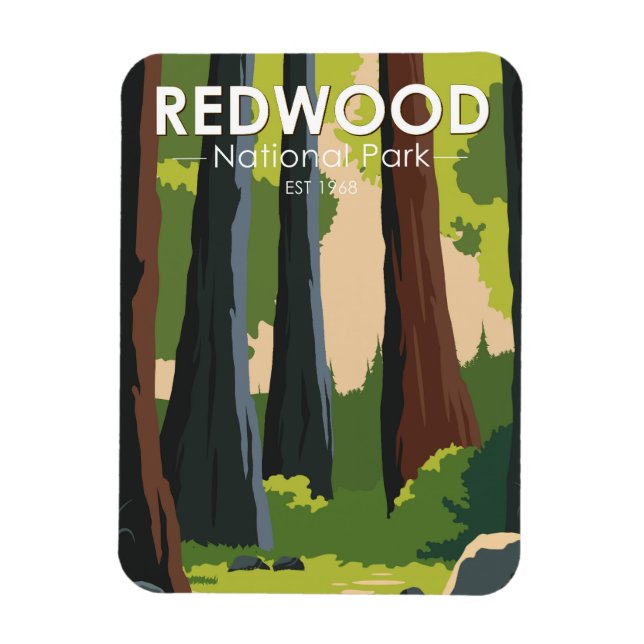 Redwood National Park Minimal Vintage Magnet (Vertical)