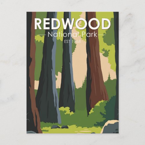Redwood National Park Minimal Vintage Postcard