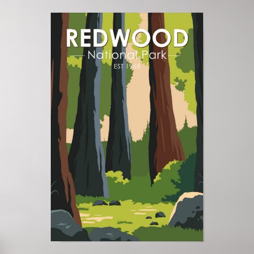 Redwood National Park Minimal Vintage Poster