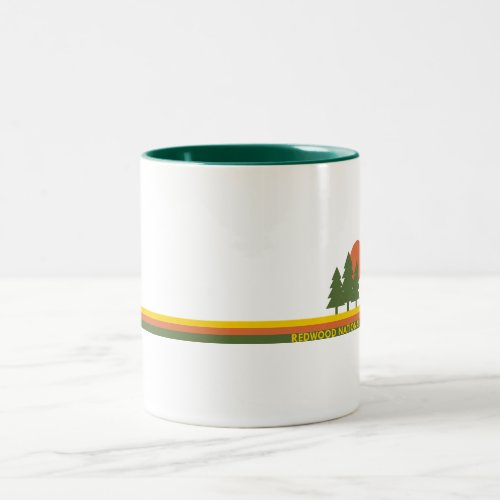 Redwood National Park Pine Trees Sun Two_Tone Coffee Mug