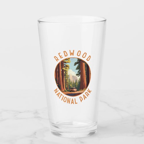 Redwood National Park Retro Distressed Circle Glass