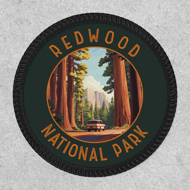Redwood National Park Retro Distressed Circle Patch (Front)