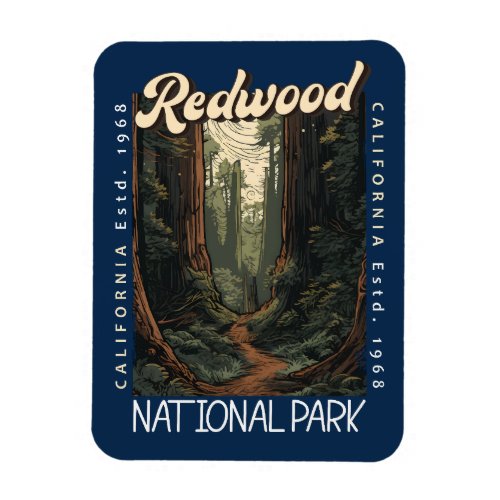Redwood National Park Retro Distressed Magnet