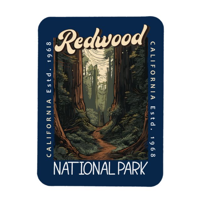 Redwood National Park Retro Distressed Magnet (Vertical)