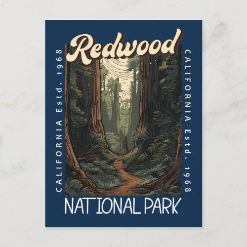 Redwood National Park Retro Distressed Postcard