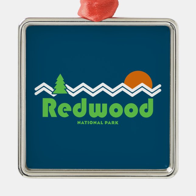 Redwood National Park Retro Metal Ornament (Front)