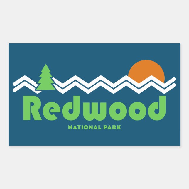 Redwood National Park Retro Rectangular Sticker (Front)