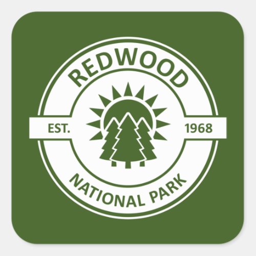 Redwood National Park Sun Trees Square Sticker
