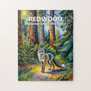 Redwood National Park Van Gogh Forest Fox Custom Jigsaw Puzzle