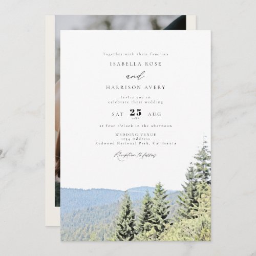 REDWOOD NATIONAL PARK Watercolor Forest Wedding Invitation