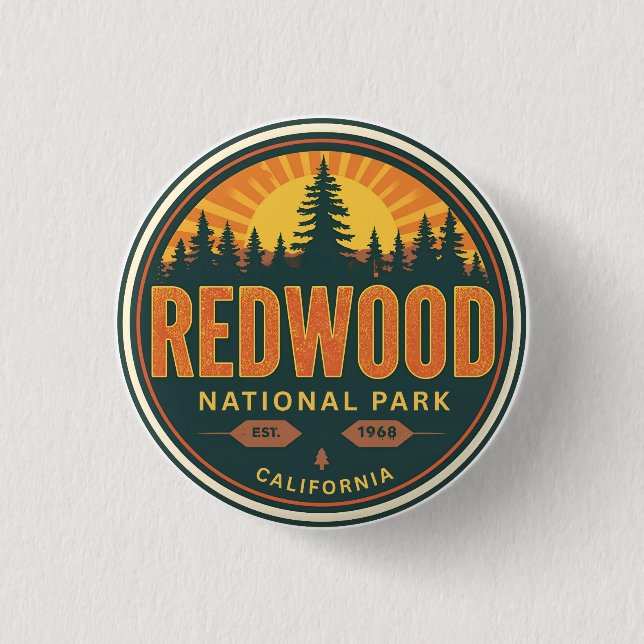 Redwood natioonal state park, Coastal California Button (Front)