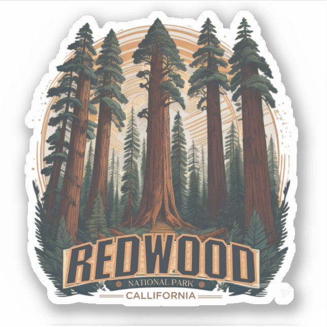 Redwood natioonal state park, Coastal California Sticker (Front)
