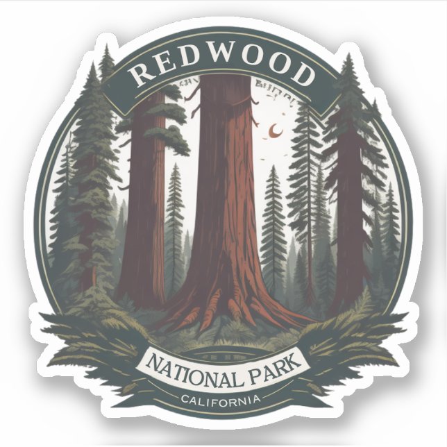 Redwood natioonal state park, Coastal California Sticker (Front)