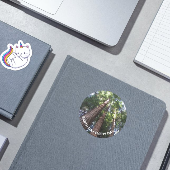 Redwood Trees Photo Earth Day Classic Round Sticker (In Situ Book)
