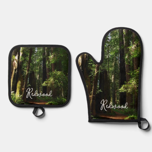 Redwoods and Ferns at Redwood National Park Oven Mitt & Pot Holder Set (Front)