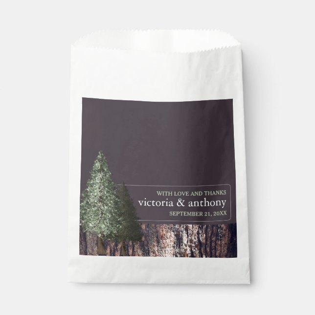 Redwoods & Bark, Rustic Wedding Favor Bag (Front)