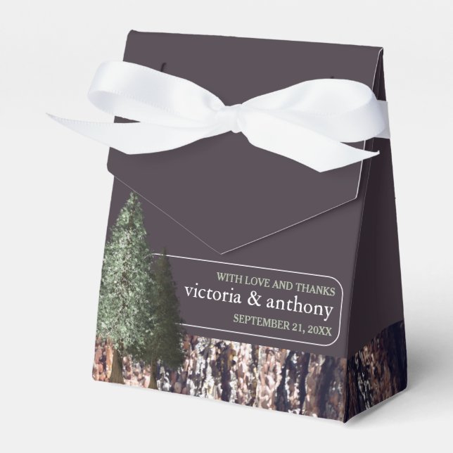 Redwoods & Bark, Rustic Wedding Favor Boxes (Front Side)
