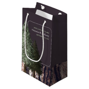 Redwoods & Bark, Rustic Wedding Favor Small Gift Bag