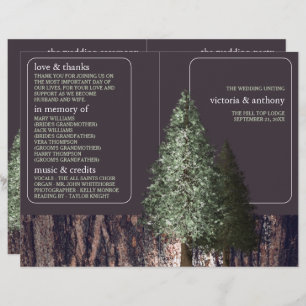 Redwoods & Bark, Rustic Wedding Programme