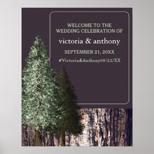 Redwoods  Bark Rustic Wedding Welcome Poster