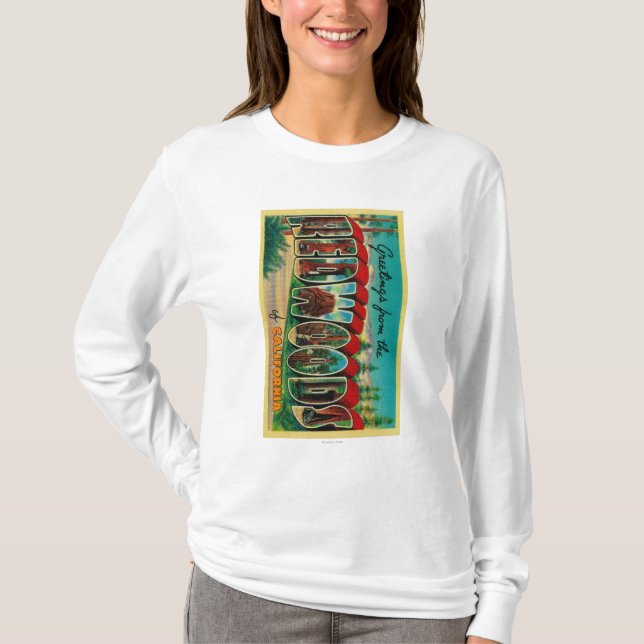 Redwoods, California - Large Letter Scenes T-Shirt (Front)