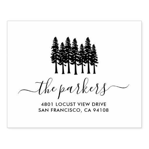 Redwoods Family Name Signature Return Address Rubber Stamp Zazzle