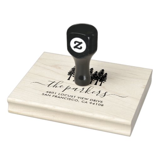 Redwoods Family Name Signature Return Address Rubber Stamp Zazzle