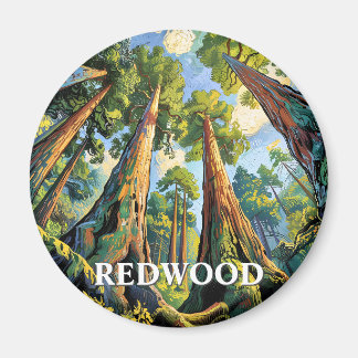 Redwoods National Park California Forest Painting Magnet