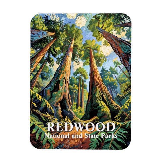 Redwoods National Park California Van Gogh Custom Magnet (Vertical)