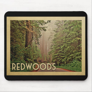 Redwoods National Park California Vintage Travel Mouse Pad