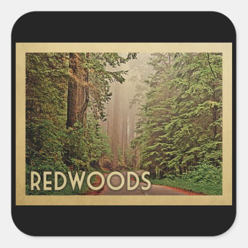 Redwoods National Park California Vintage Travel Square Sticker