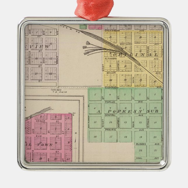 Reece, Fall River, Hamilton, and Climax, Kansas Metal Ornament (Front)