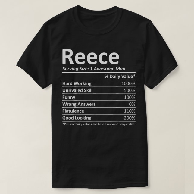 REECE Nutrition Funny Birthday Personalized Name G T-Shirt (Design Front)