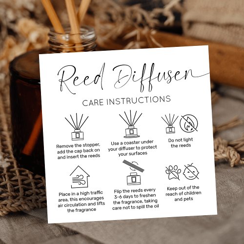Reed Diffuser Care Instructions Minimalist Logo Square Business Card