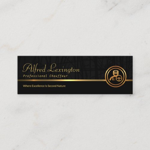 Reed Plant Grunge Exquisite Black Gold Line Mini Business Card