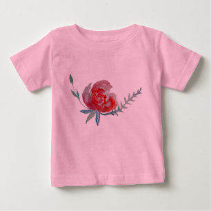 Reed Rose Watercolor Art Baby Tutu Bodysuit, Pink Baby T-Shirt