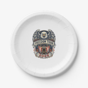 reedom Tour 2026 Vintage Eagle Motorcycle Paper Plates