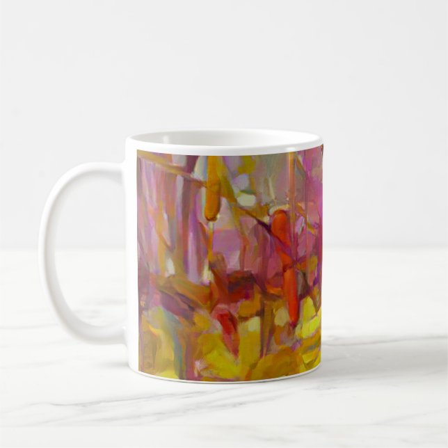 reeds in nature vibrant colours  coffee mug (Left)