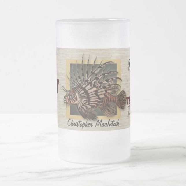 Reef coral fish frosted glass beer mug (Center)