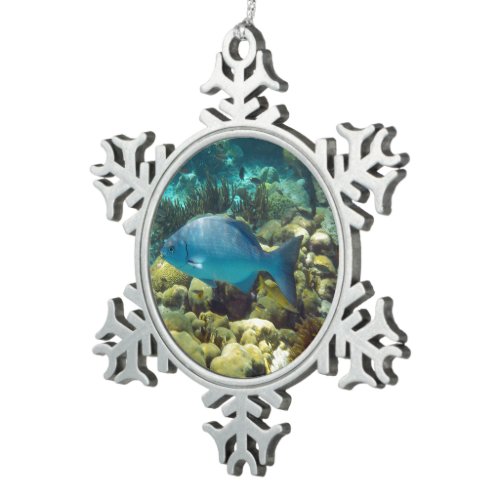 Reef Fish Snowflake Pewter Christmas Ornament