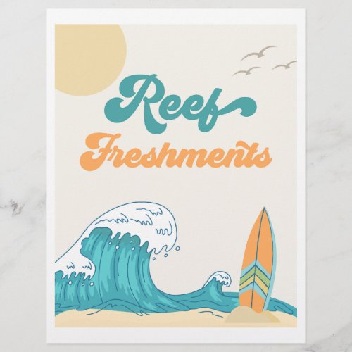 Reef Freshments Surf Party Sign  Surf Sign