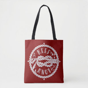 Reef knot lighthouse tote bag