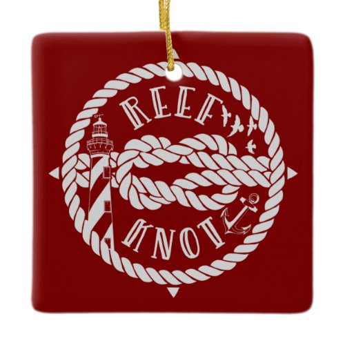 Reef knot sailing illustration ceramic ornament