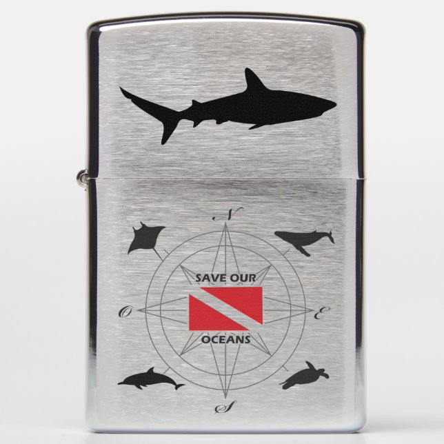 Reef Shark - Save Our Oceans Zippo Lighter (Front)