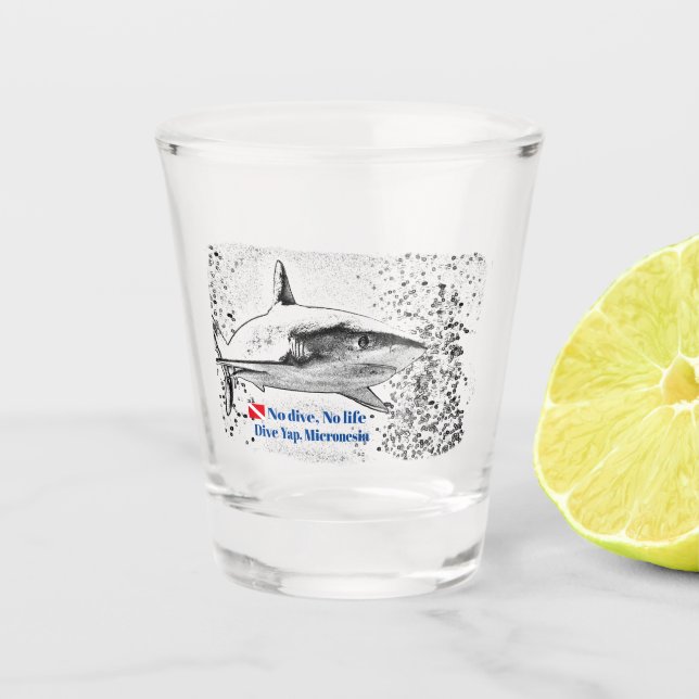 Reef Shark Silhouette Shot Glass (Front)